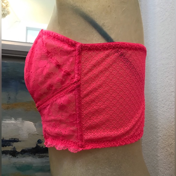 NWT Victorias Secret Dream Angels Corset Bustier Strapless Hot Pink Lace & Mesh - Picture 6 of 16